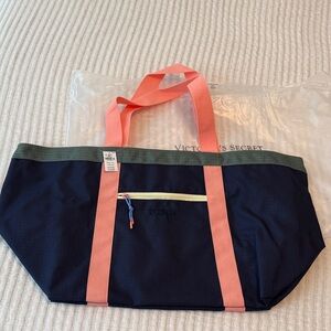 Victoria's Secret Navy  Beach Tote with Pink Straps